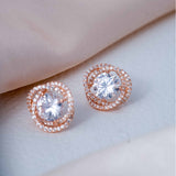 Dreamstone Whispers - Zircon 14K Rose Gold Plated 925 Silver  Earrings