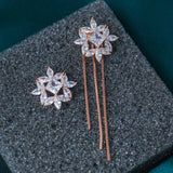 Glacial Charm Day & Night - Zircon 14K Rose Gold Plated 925 Silver Earrings