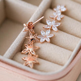 Fleur de Minuit - Zircon 14K Rose Gold Plated 925 Silver Earrings