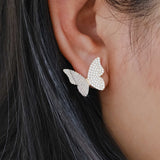 Butterfly Bloom - Zircon 14K Rose Gold Plated 925 Silver Earrings