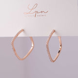 Shimmer Loop - Zircon 14K Rose Gold Plated 925 Silver Earrings