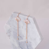 Rose Fanfall - Zircon 14K Rose Gold Plated 925 Silver Earrings