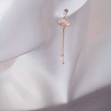 Rose Fanfall - Zircon 14K Rose Gold Plated 925 Silver Earrings