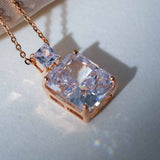 Glimmering Dewdrops - Zircon 14K Rose Gold Plated 925 Silver Necklace