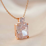 Glimmering Dewdrops - Zircon 14K Rose Gold Plated 925 Silver Necklace