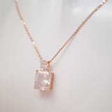 Glimmering Dewdrops - Zircon 14K Rose Gold Plated 925 Silver Necklace