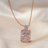 Glimmering Dewdrops - Zircon 14K Rose Gold Plated 925 Silver Necklace