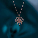 Noble Ruyi - Chalcedony 14K Rose Gold Plated 925 Silver Necklace