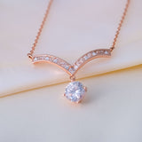 Vivid Sparkle – Zircon 14K Rose Gold Plated 925 Silver Necklace
