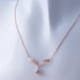 Vivid Sparkle – Zircon 14K Rose Gold Plated 925 Silver Necklace