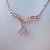 Vivid Sparkle – Zircon 14K Rose Gold Plated 925 Silver Necklace