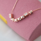 Shimmering Accents – Zircon 14K Rose Gold Plated 925 Silver Necklace