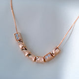 Shimmering Accents – Zircon 14K Rose Gold Plated 925 Silver Necklace