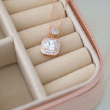 Dazzling Halo – Zircon 14K Rose Gold Plated 925 Silver Necklace