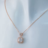 Dazzling Halo – Zircon 14K Rose Gold Plated 925 Silver Necklace