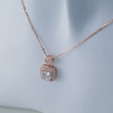 Dazzling Halo – Zircon 14K Rose Gold Plated 925 Silver Necklace